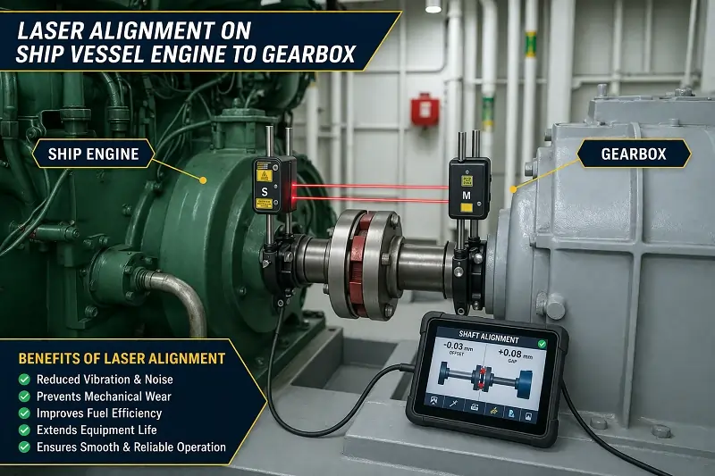 Shaft Alignment on Ship Vessel Engine to Gearbox